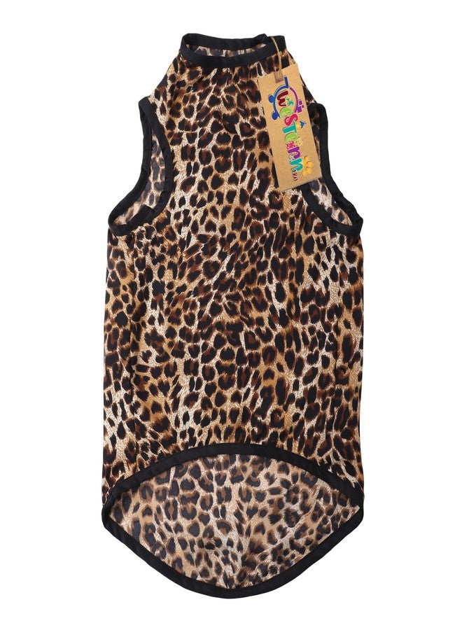 Western Era Funky Soft Cotton Dog T-Shirt | Comfortable & Breathable Dog Clothing | Sleeveless Vest Puppy Outfit |(Leopard Print) (Large) (22inches) - Image 5